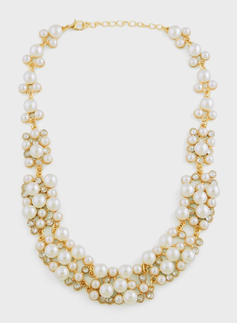 Khizana Cz Pearl Necklace & Earrings Set