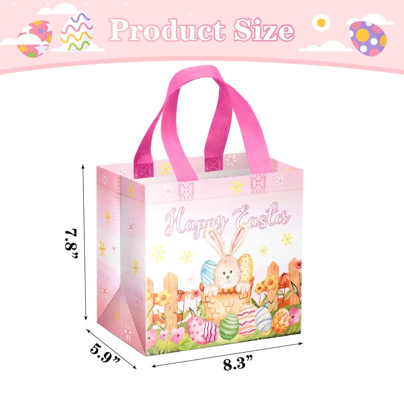 XiaosRen 7Pcs Happy Easter Gift Bags, Reusable Non-woven Goodie Bags with Handle for Kids, Treat Bags for Gifts Wrapping, Party Supplies - Image 2