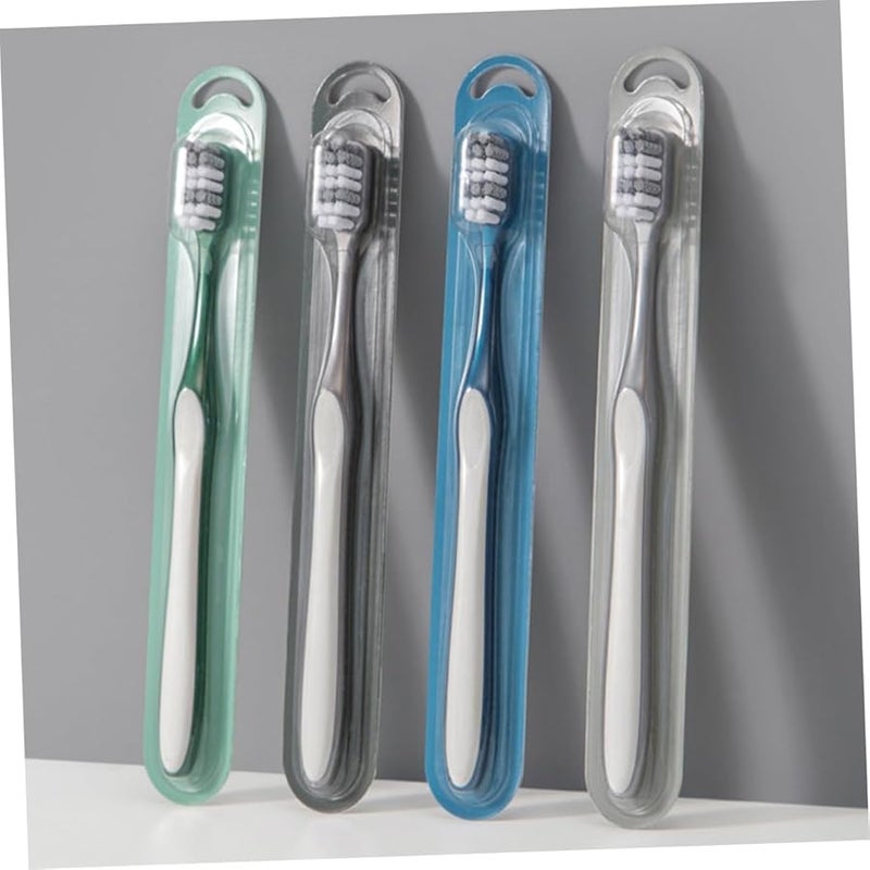 8 قطع فرشاة أسنان ذات شعيرات صلبة للرجال بمقبض مريح غير قابل للانزلاق ورأس فرشاة كبير - Image 3