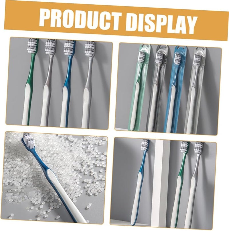 8 قطع فرشاة أسنان ذات شعيرات صلبة للرجال بمقبض مريح غير قابل للانزلاق ورأس فرشاة كبير - Image 5