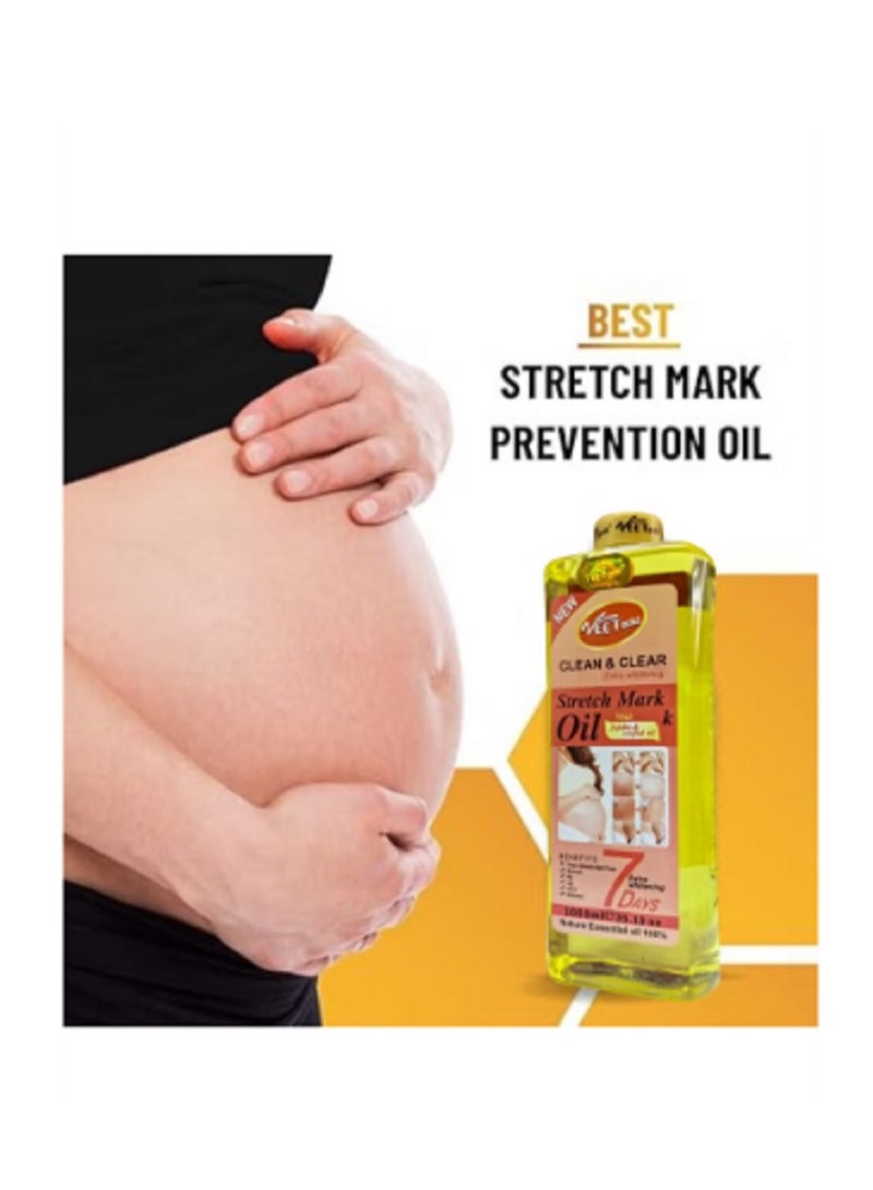 Veet gold 1000ML Natural Stretch Mark Oil for Pregnancy Marks, Clean & Clear Birth Mark Oil, Natural Oil for Growing Areas, Scars, Stomach, Leg, Hand, Hip, Buttocks Jojoba Codfish Oil Maternity Skin Elasticity - Image 2