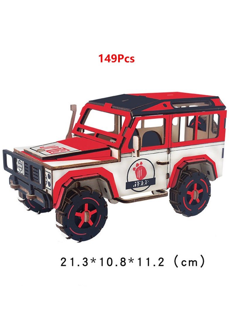 Children's Educational 3D Wooden Model Self-assembly Handmade Puzzle Toy (Thunder Off-Road 149Pcs) - Image 2