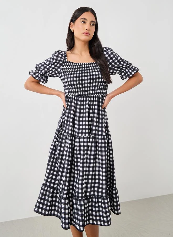 Take Two Gingham Tiered Dress