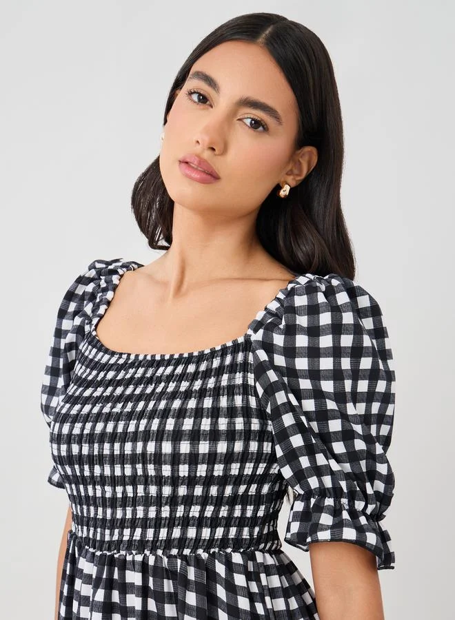 Take Two Gingham Tiered Dress