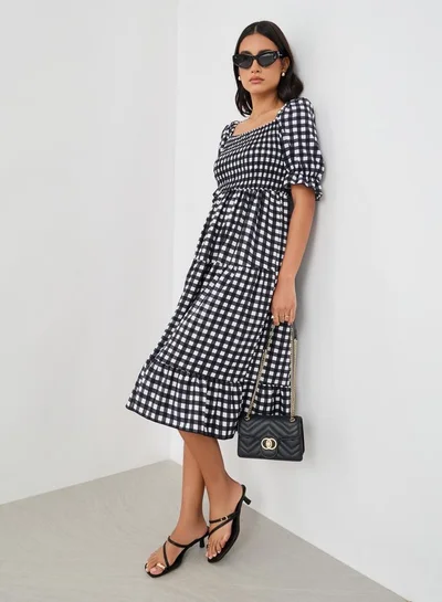 Take Two Gingham Tiered Dress
