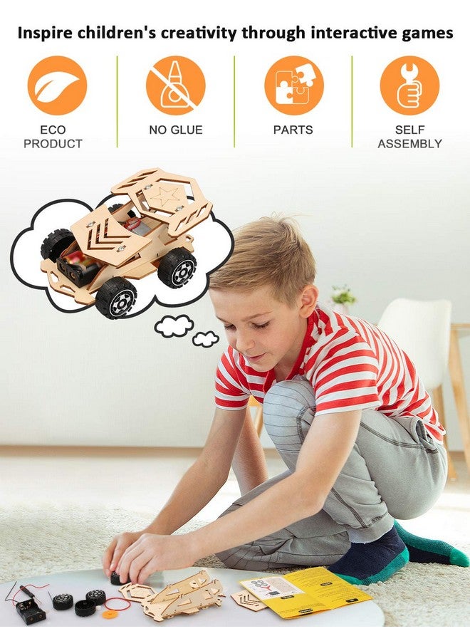 Poraxy مجموعة STEM 5 في 1 للأطفال من عمر 8-10 سنوات، مشاريع بناء علمية للحرف اليدوية من 8-12، مجموعات سيارات نموذجية، ألعاب للأعمار من 8-13، ألغاز خشبية ثلاثية الأبعاد، هدايا عيد ميلاد للأولاد والبنات من 7 إلى 13 سنة - Image 4