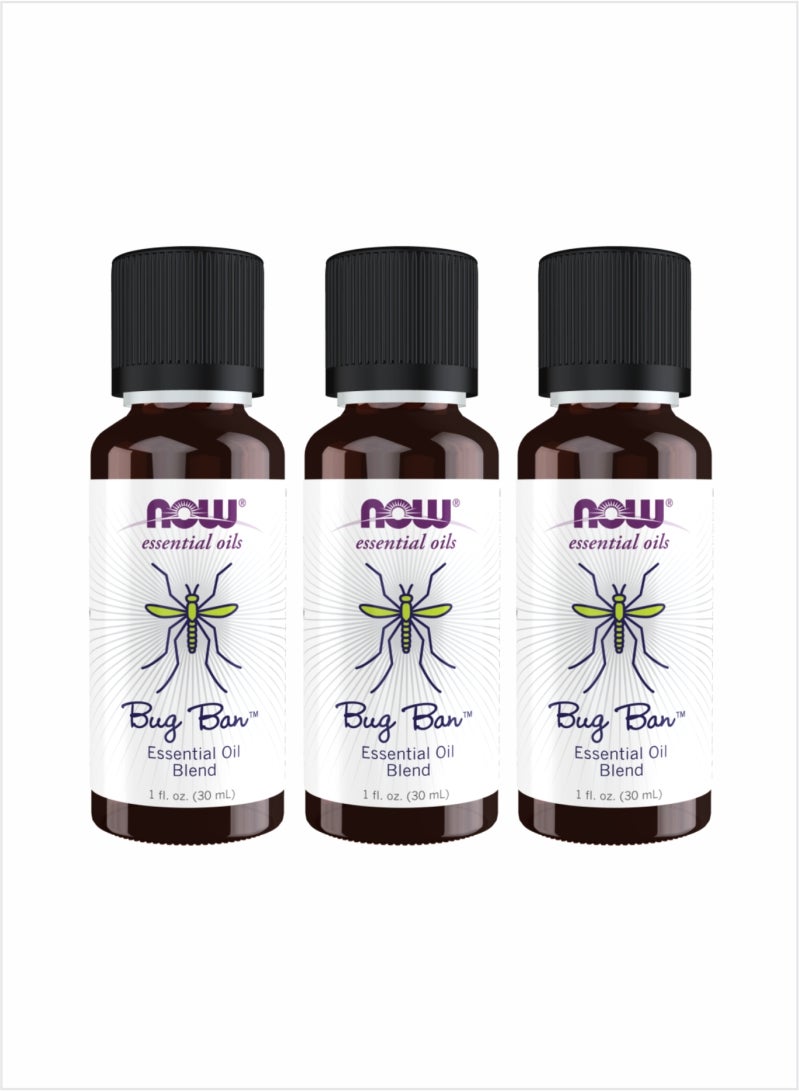 NOW Bug Ban Essential Oil - Bug Protection Blend, 30ml (Pack of 3)