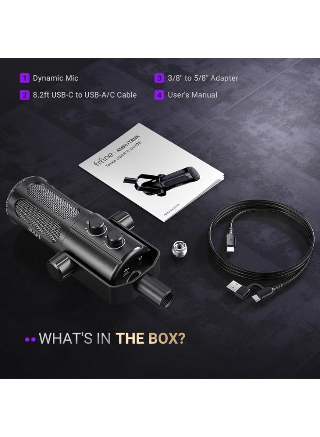 فيفين ميكروفون صوتي ديناميكي TANK6 USB/XLR للبث المباشر والتسجيل والإذاعة، مناسب لمنشئي المحتوى، ميكروفون استوديو للكمبيوتر مزود بزر كتم الصوت، وخاصية مراقبة الصوت عبر سماعات الرأس. - Image 5