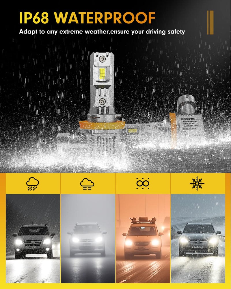 FAHREN 9005/HB3 H11/H8/H9 Led Bulbs Combo â€“ 160000LM 1600% Super Brighter Lighting HID Bulb,2026 Updated Fog Light Bulbs, 1:1 Mini Size, 6500K Cool White, Quick Install, True Plug & Play, Pack of 4 - Image 3