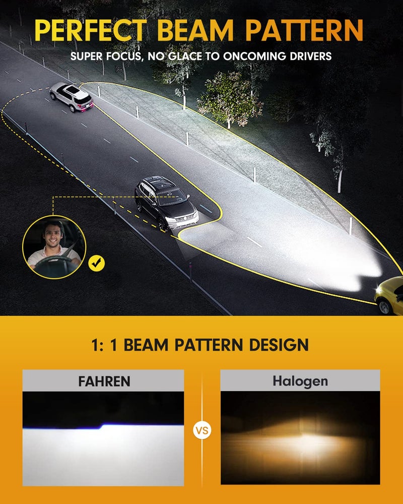 FAHREN 9005/HB3 H11/H8/H9 Led Bulbs Combo â€“ 160000LM 1600% Super Brighter Lighting HID Bulb,2026 Updated Fog Light Bulbs, 1:1 Mini Size, 6500K Cool White, Quick Install, True Plug & Play, Pack of 4 - Image 4