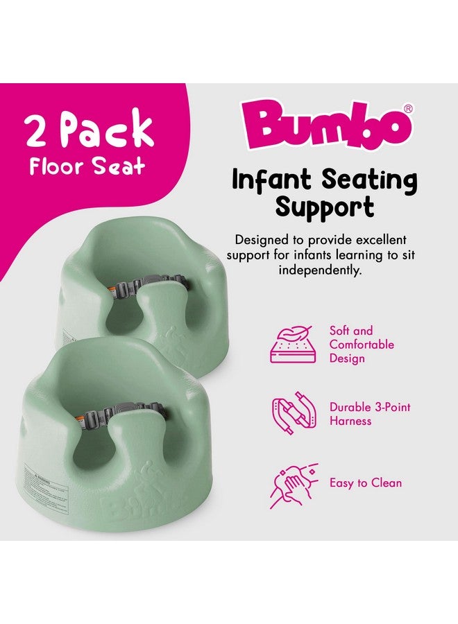 Bumbo Infant Floor Seat Baby Sit Up Chair and Sitting Support for 3 to 12 Months Old with 3 Point Adjustable Safety Strap, 2 Pack, Hemlock Green - Image 1