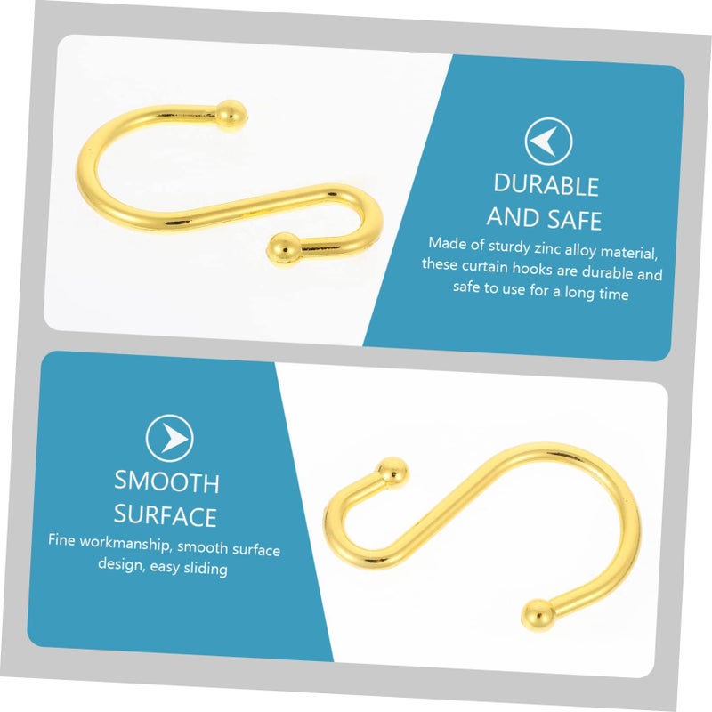 Golden Zinc Alloy Shower Curtain Hooks 12 Pack Smooth Gliding Bathroom Hangers 6.2x4.5Cm - Image 5