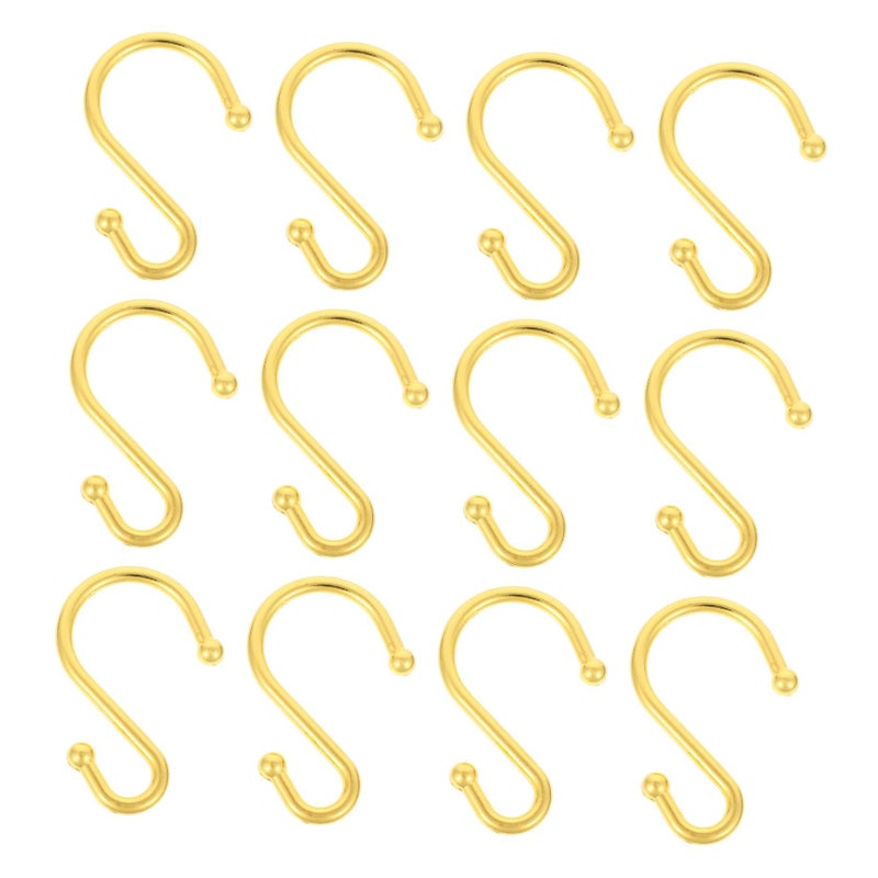 Golden Zinc Alloy Shower Curtain Hooks 12 Pack Smooth Gliding Bathroom Hangers 6.2x4.5Cm - Image 2