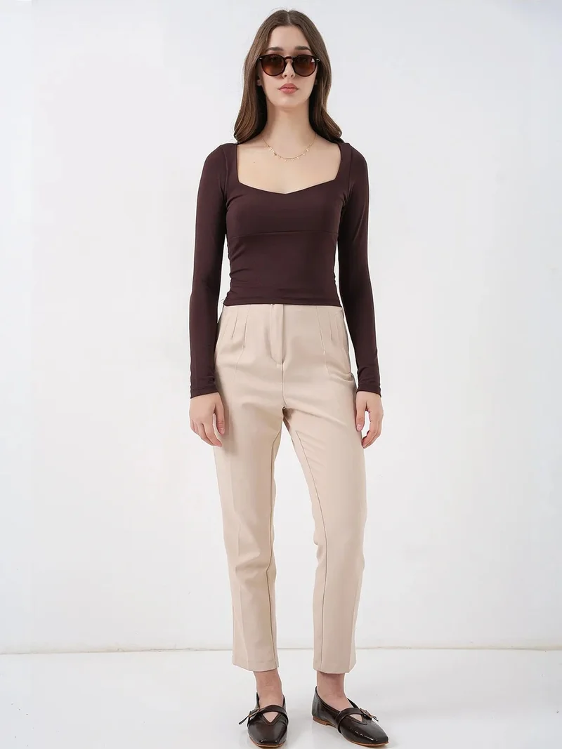 BIG DART BDART Long Sleeve Fitted Blouse with Heart Collar