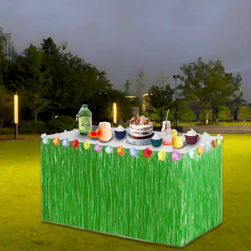 Grass Table Skirt Party Table Skirts Tropically Hawaiian Beach Theme Decoration - Image 3