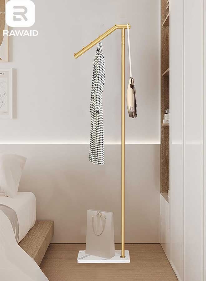 رَوَائِد حامل معاطف معدني ذهبي بتصميم عصري، قائم للمعاطف على شكل 7 خطافات، شماعة معاطف بقاعدة من الرخام للمداخل وغرف النوم وغرف المعيشة والمكاتب - Image 1
