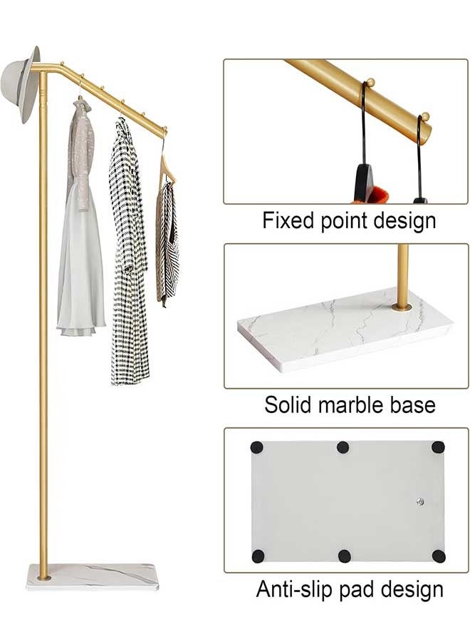 رَوَائِد حامل معاطف معدني ذهبي بتصميم عصري، قائم للمعاطف على شكل 7 خطافات، شماعة معاطف بقاعدة من الرخام للمداخل وغرف النوم وغرف المعيشة والمكاتب - Image 5