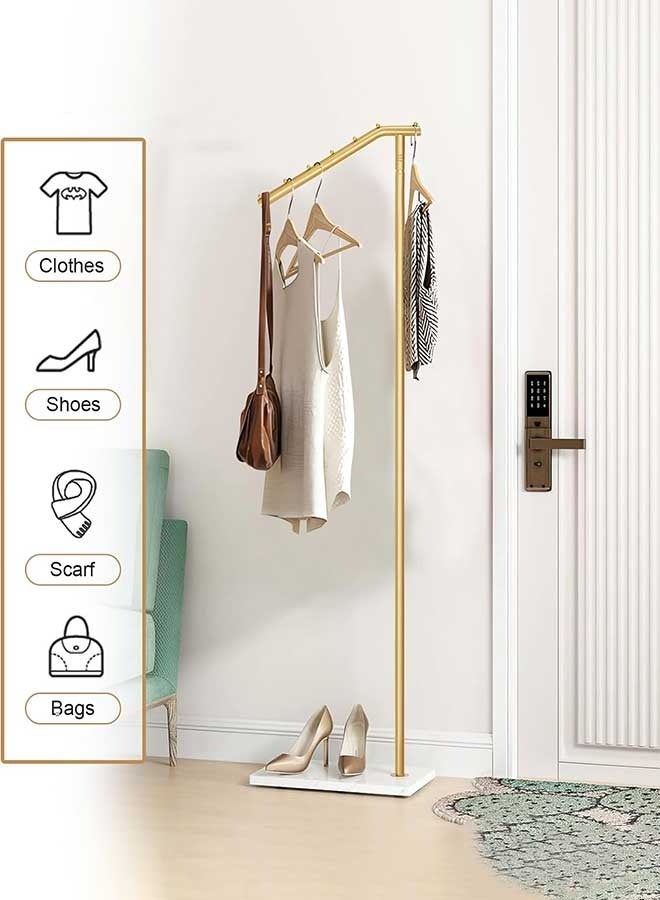 رَوَائِد حامل معاطف معدني ذهبي بتصميم عصري، قائم للمعاطف على شكل 7 خطافات، شماعة معاطف بقاعدة من الرخام للمداخل وغرف النوم وغرف المعيشة والمكاتب - Image 3