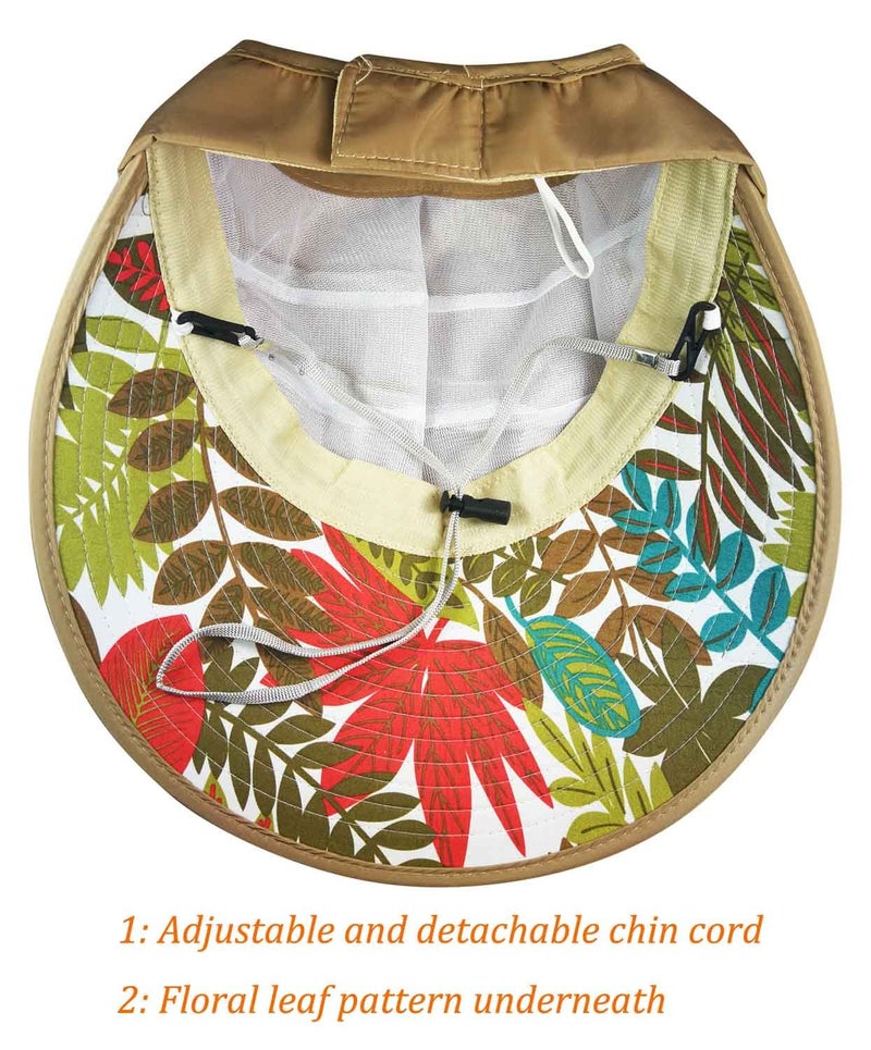 HINDAWI Sun Hats for Women Wide Brim UV Protection Summer Beach Visor Cap Khaki - Image 3