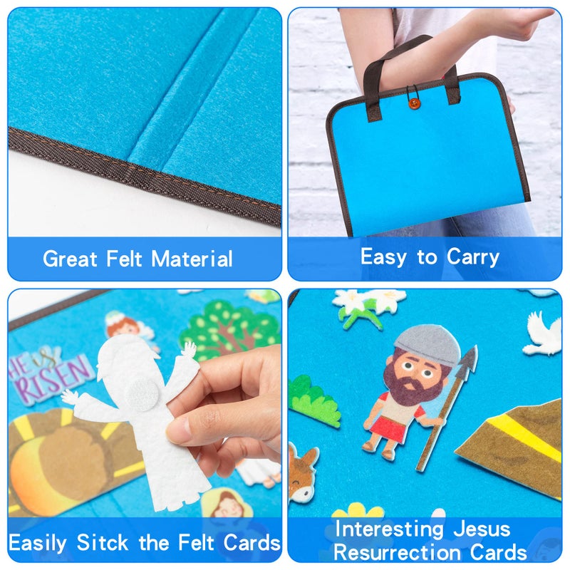 WATINC 28Pcs Easter He is Risen Portable Felt Story Board Jesus Resurrection Felt Storytelling Board Christian Stories Travel Board Preschool Early Learning Play Kit for Toddlers Kids - Image 3