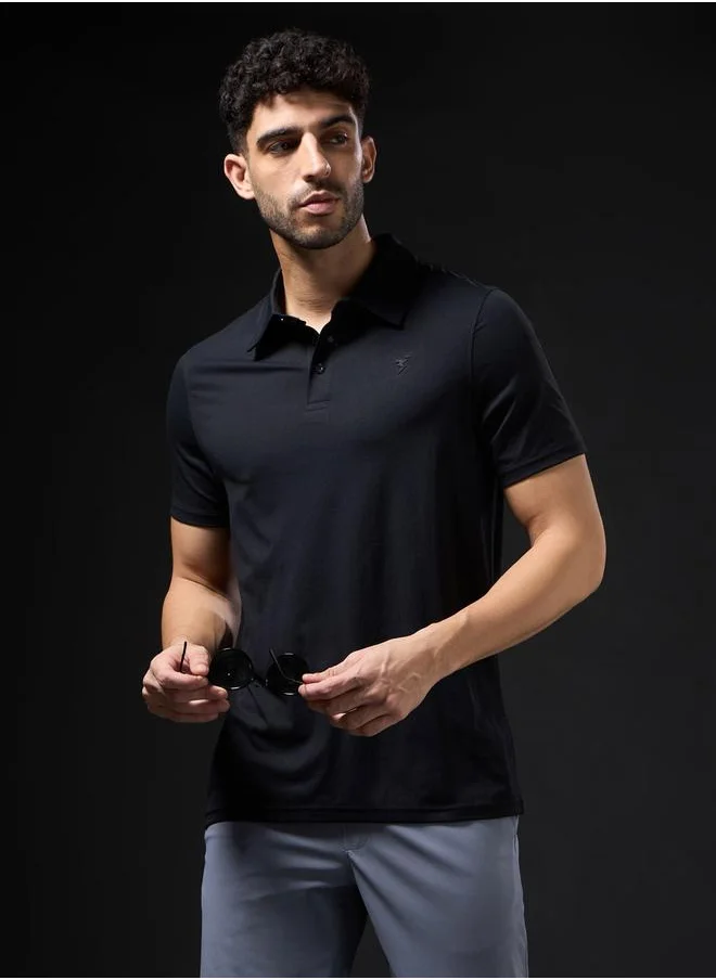 تكنوسبورت Technosport Men Solid Slim Fit Polo T-Shirt with COTFLEX