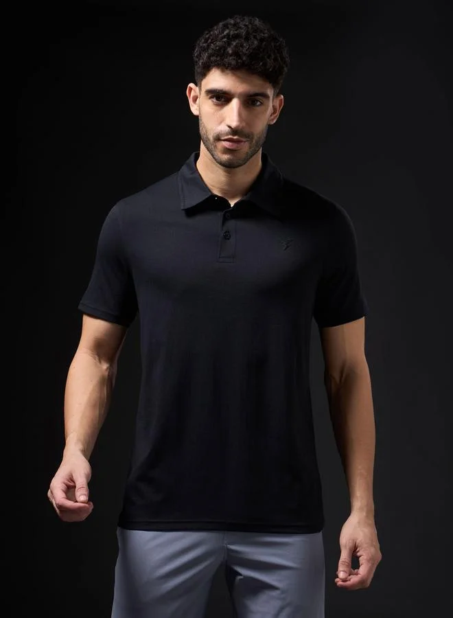 Technosport Technosport Men Solid Slim Fit Polo T-Shirt with COTFLEX