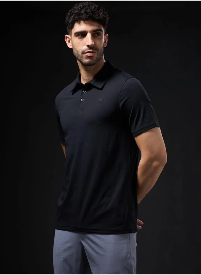 تكنوسبورت Technosport Men Solid Slim Fit Polo T-Shirt with COTFLEX