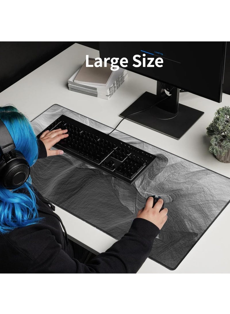 Rock Pow Large Mouse Pad Extended Mouse Pad Non-Slip Rubber Base Gaming Mouse pad Office Desk Mat Desk Pad Smooth Cloth Surface Keyboard Mouse Pads for Computers (800 * 30 * 3mm) (Ink wash) - Image 3