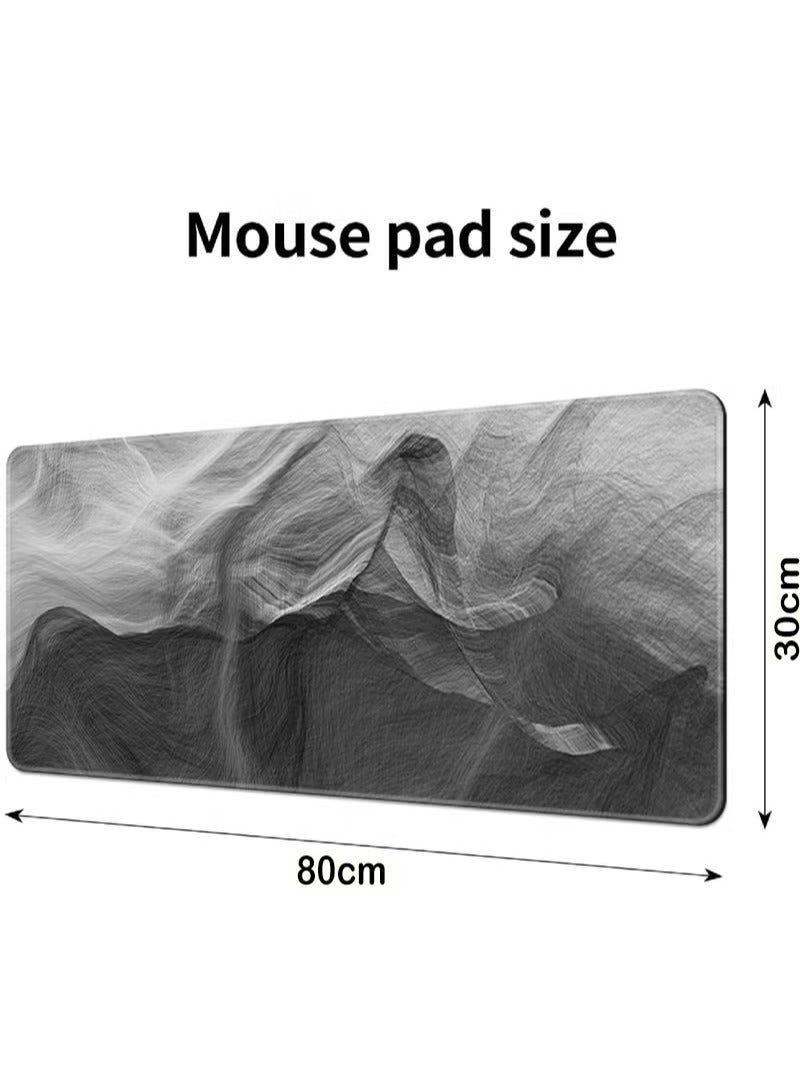 Rock Pow Large Mouse Pad Extended Mouse Pad Non-Slip Rubber Base Gaming Mouse pad Office Desk Mat Desk Pad Smooth Cloth Surface Keyboard Mouse Pads for Computers (800 * 30 * 3mm) (Ink wash) - Image 2