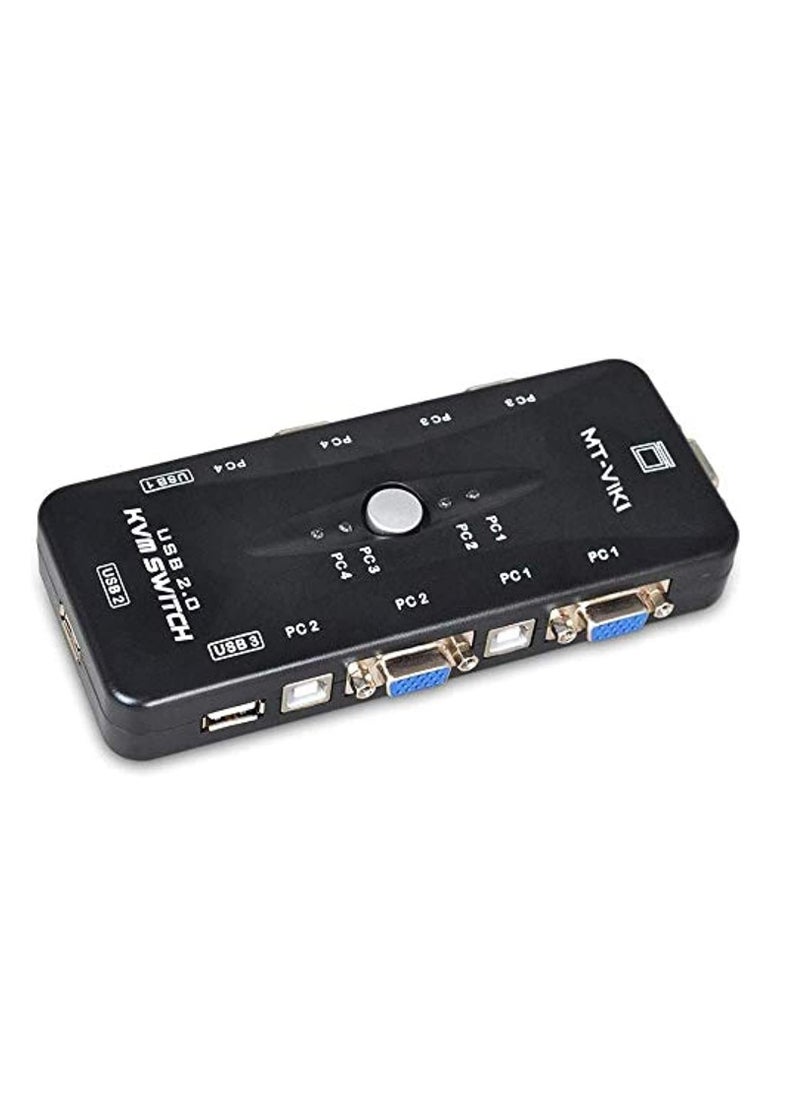 Generic - 4-Port HD USB 2.0 KVM Switch Box for PC/Monitor/Keyboard/Mouse Control - Image 1