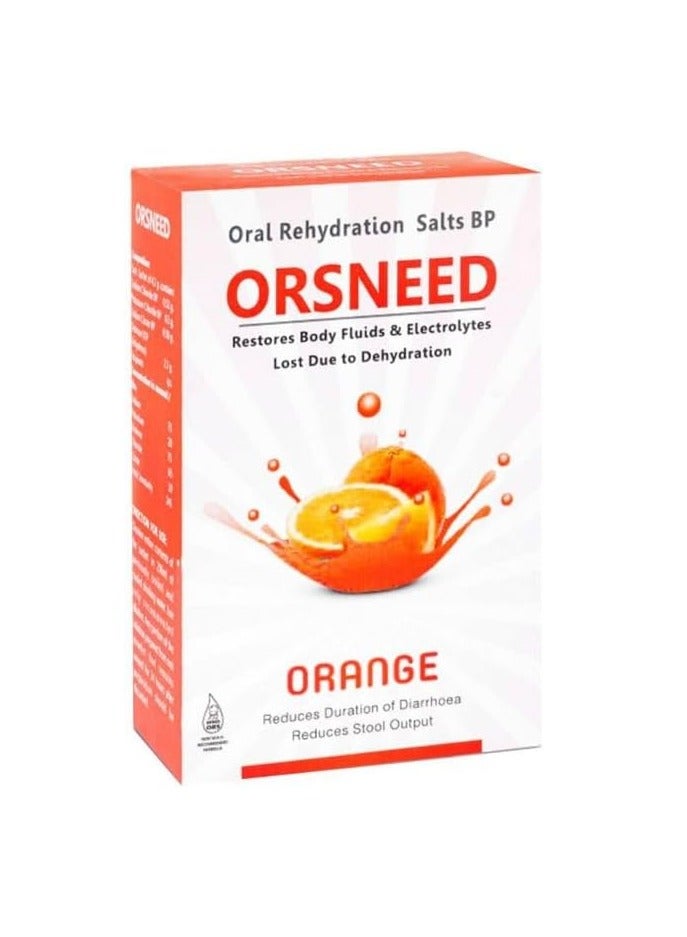 ORS ORSNEED Orange Oral Rehydration Salts BP For Oral Solution 4.2 g, 10 Sachets  - Image 1