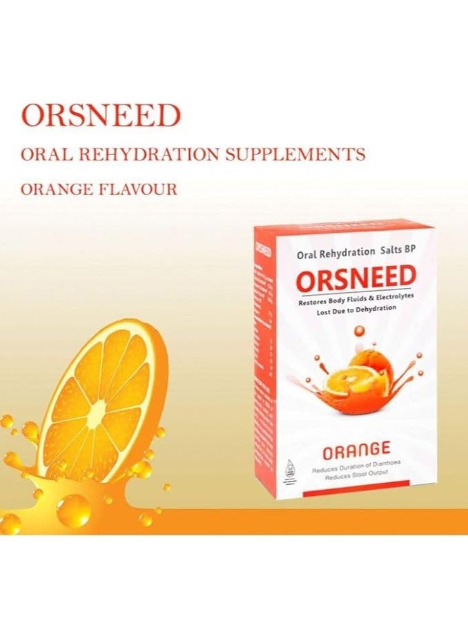 ORS ORSNEED Orange Oral Rehydration Salts BP For Oral Solution 4.2 g, 10 Sachets  - Image 4