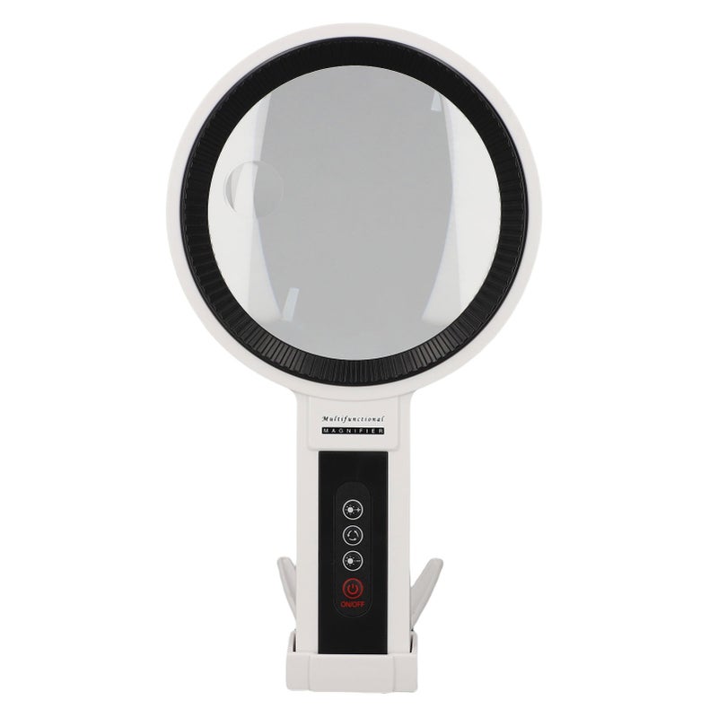 مكبر للعين المحمول المضيء للقراءة 2.5× 4.5× 34 مصباحًا LED بضوء بارد وساخن 10 درجات لمعونة قابلة للتعديل 5 أوضاع 135 مم - Image 5