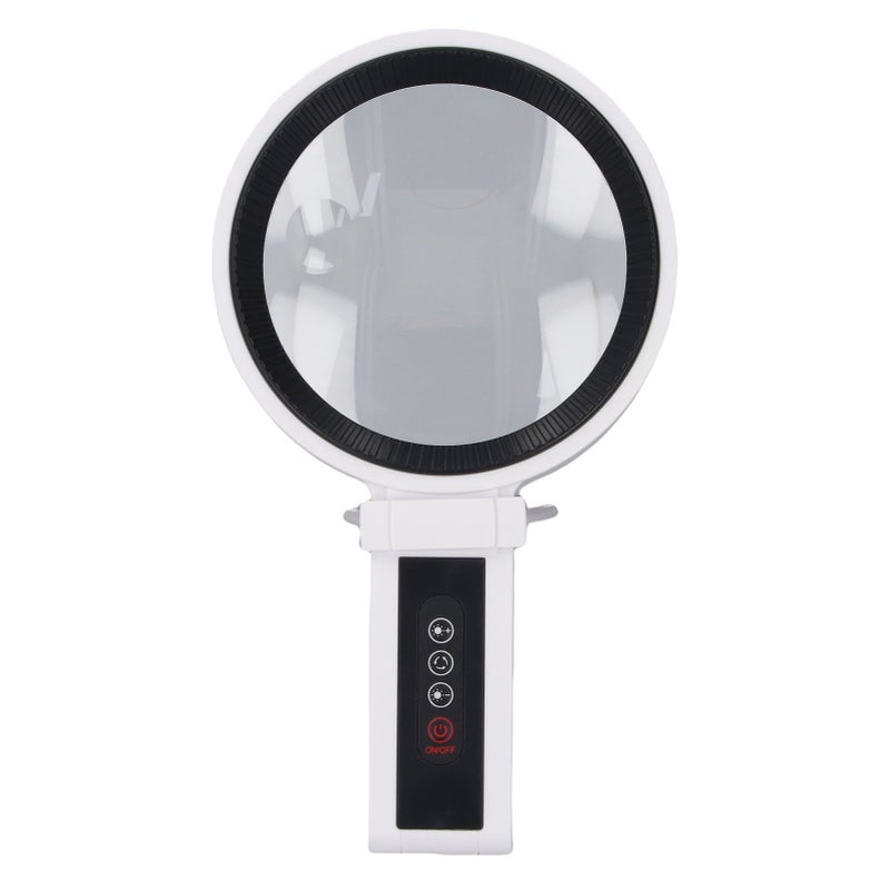 مكبر للعين المحمول المضيء للقراءة 2.5× 4.5× 34 مصباحًا LED بضوء بارد وساخن 10 درجات لمعونة قابلة للتعديل 5 أوضاع 135 مم - Image 2