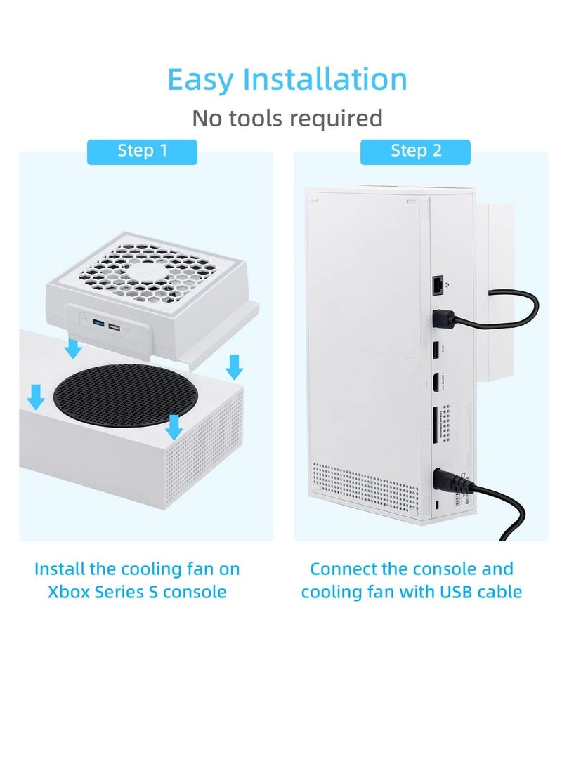 Cooling Fan for Xbox Series S, RGB LED Display, Low Noise, 2 Extra USB Ports, 3 Level Adjustable Speed External Cooler Fan for Xbox Series S Console Only, White - Image 5