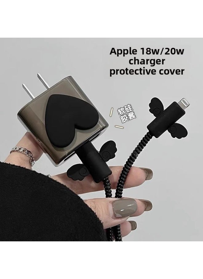 Generic - For Iphone 16 Data Cable Protective Cover For Iphone15promax Fast Charging 20w Charger Head 14 13-Color:Red Love Single Shell Head-Applicable Models:18w/20w Universal - Image 1