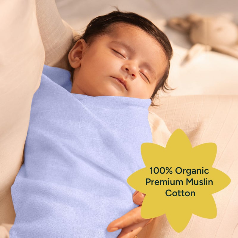 NINTARABABY Extra-Large Swaddle - 100% Organic Premium Muslin Cotton, 47" x 47" (119 cm x 119 cm), Ultra-Soft, Breathable & Lightweight, Multipurpose, Unisex, Hypoallergenic, Gifts for Newborn Babies - Image 5