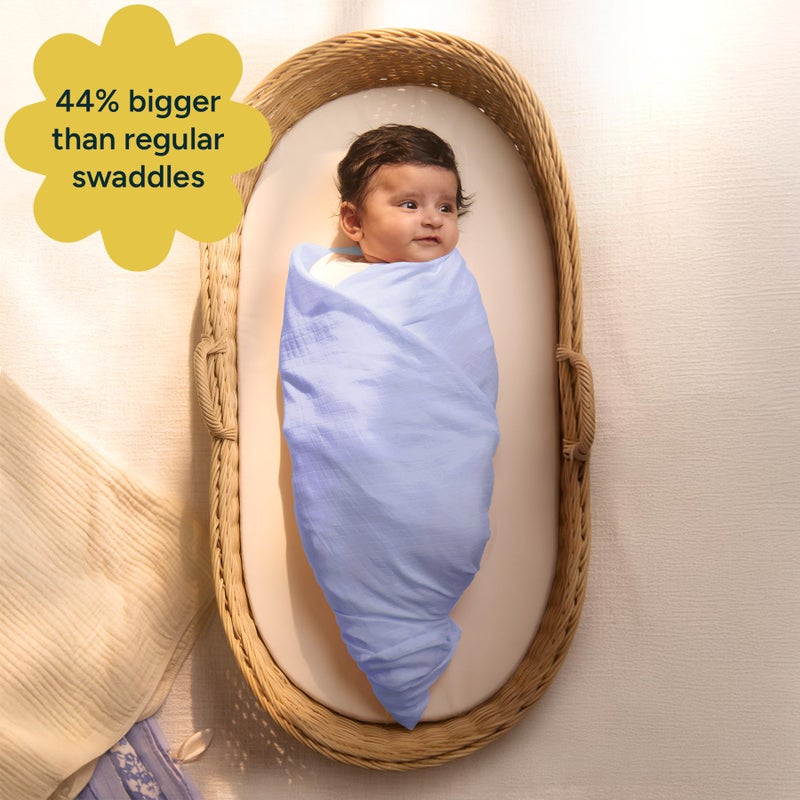 NINTARABABY Extra-Large Swaddle - 100% Organic Premium Muslin Cotton, 47" x 47" (119 cm x 119 cm), Ultra-Soft, Breathable & Lightweight, Multipurpose, Unisex, Hypoallergenic, Gifts for Newborn Babies - Image 2