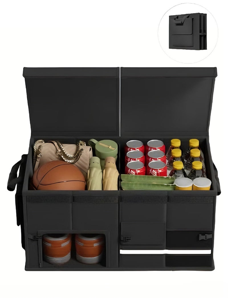 Naxifly car trunk organizer，collapsible multi-compartment car organizer - multiple pockets, waterproof/dustproof, foldable, adjustable handle strap, suitable for organizing tools/snacks/documents - leak-proof, suitable for any car, SUV, or small truck. - Image 1