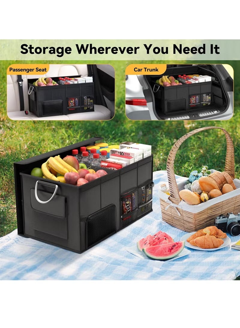 Naxifly car trunk organizer，collapsible multi-compartment car organizer - multiple pockets, waterproof/dustproof, foldable, adjustable handle strap, suitable for organizing tools/snacks/documents - leak-proof, suitable for any car, SUV, or small truck. - Image 5