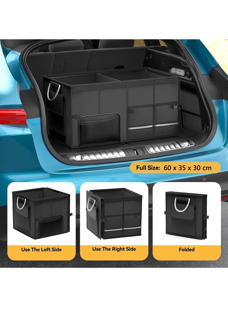 Naxifly car trunk organizer，collapsible multi-compartment car organizer - multiple pockets, waterproof/dustproof, foldable, adjustable handle strap, suitable for organizing tools/snacks/documents - leak-proof, suitable for any car, SUV, or small truck. - Image 2