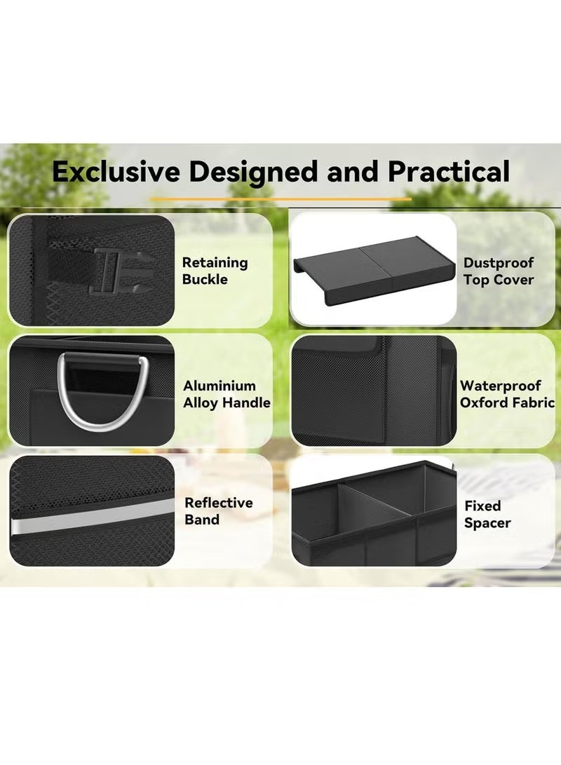 Naxifly car trunk organizer，collapsible multi-compartment car organizer - multiple pockets, waterproof/dustproof, foldable, adjustable handle strap, suitable for organizing tools/snacks/documents - leak-proof, suitable for any car, SUV, or small truck. - Image 4