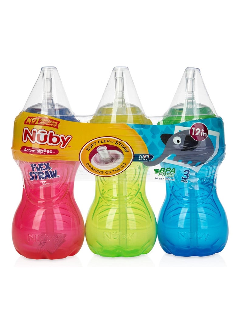 Nuby Nuby 3 Piece Boy No Spill Cup with Flex Straw  - Image 1