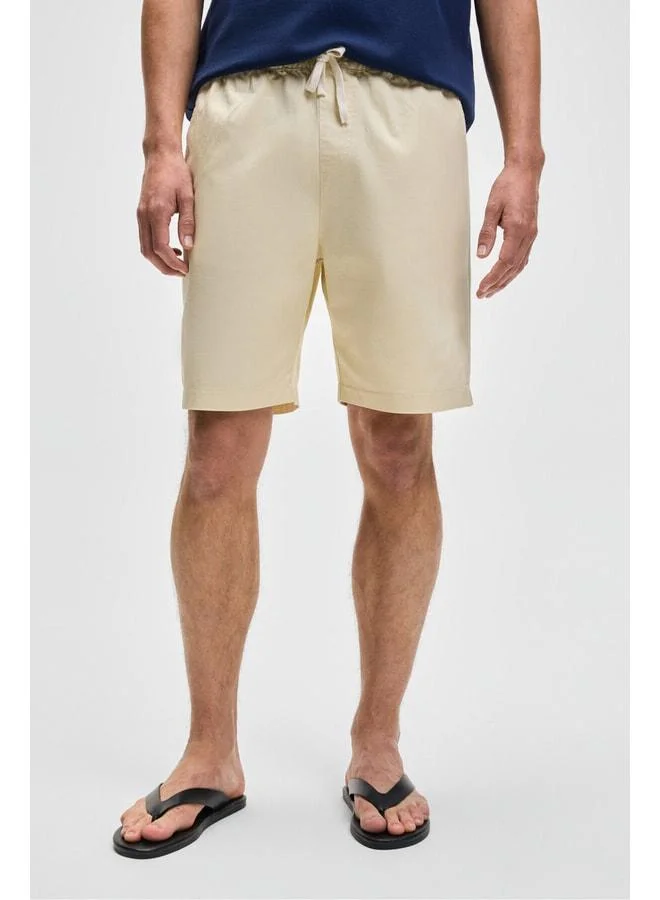GRIMELANGE LASPER Men's elastane Side-Pocket Elastic Waist Relaxed Fit Vanilla Shorts
