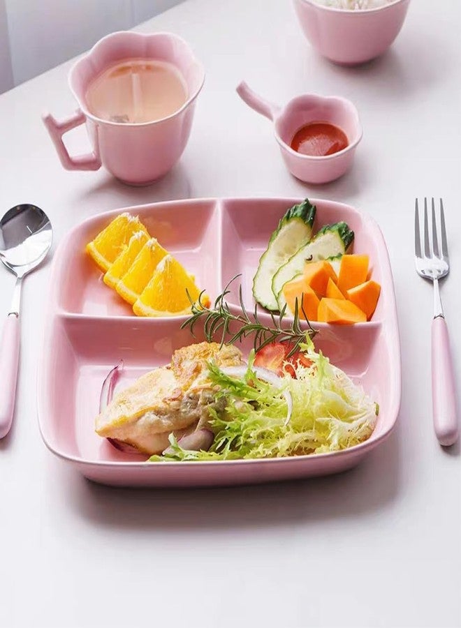PUPOPIK Unbreakable Wheat Straw Dinner Plates for Healthy Eating - 10 Inch Divided Portion Control Plates, 4 Pack BPA Free, Suitable for Kids & Adults, Perfect for Picnics - Image 3