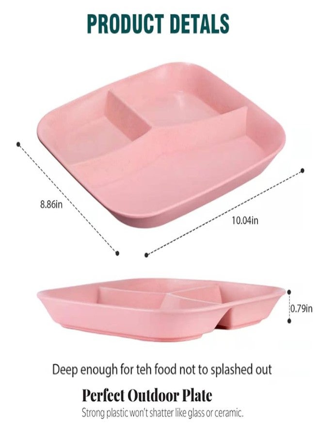 PUPOPIK Unbreakable Wheat Straw Dinner Plates for Healthy Eating - 10 Inch Divided Portion Control Plates, 4 Pack BPA Free, Suitable for Kids & Adults, Perfect for Picnics - Image 5