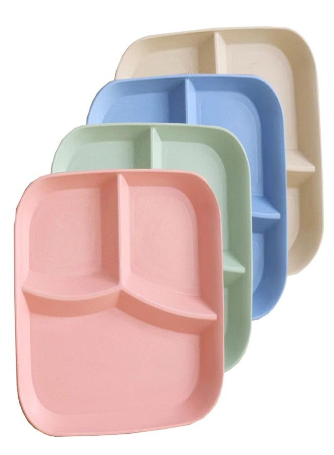PUPOPIK Unbreakable Wheat Straw Dinner Plates for Healthy Eating - 10 Inch Divided Portion Control Plates, 4 Pack BPA Free, Suitable for Kids & Adults, Perfect for Picnics - Image 1