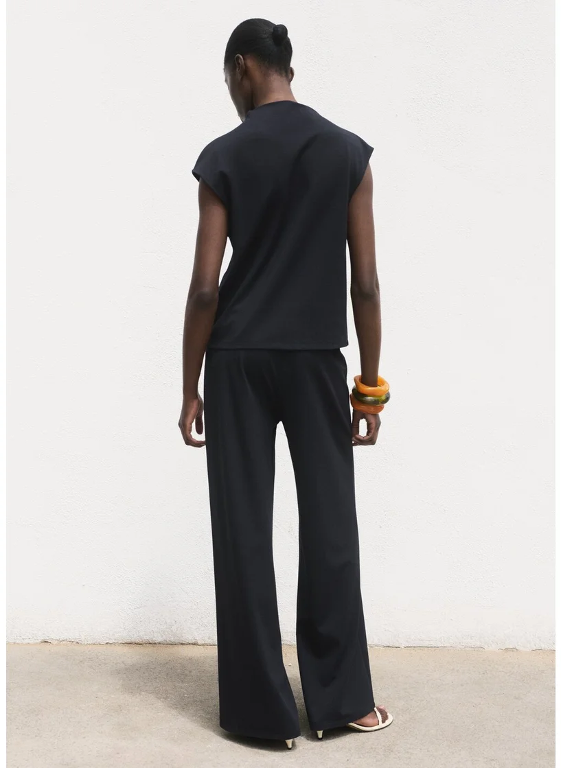 MANGO Wideleg Trousers With Elastic Waist