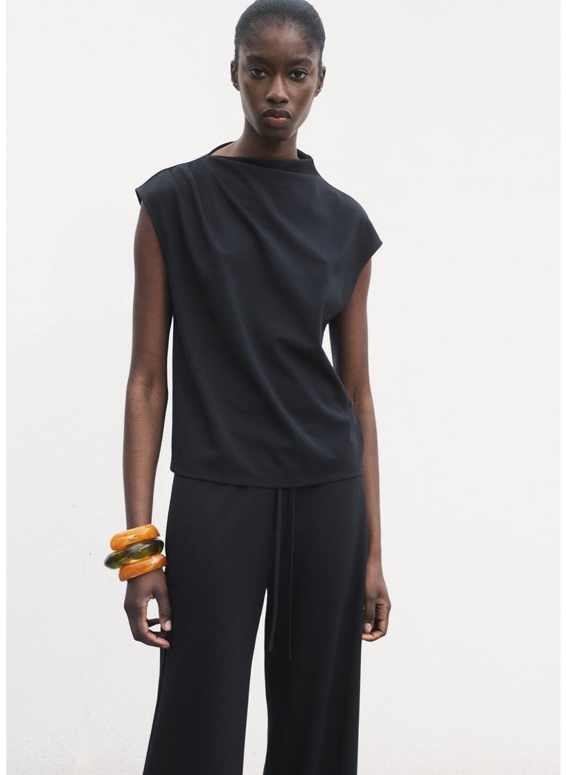 MANGO Wideleg Trousers With Elastic Waist  - Image 3