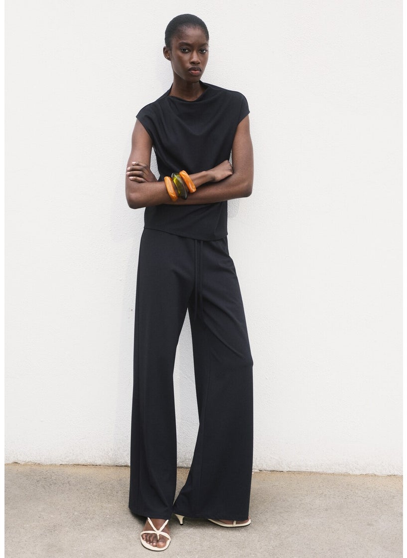 MANGO Wideleg Trousers With Elastic Waist  - Image 4